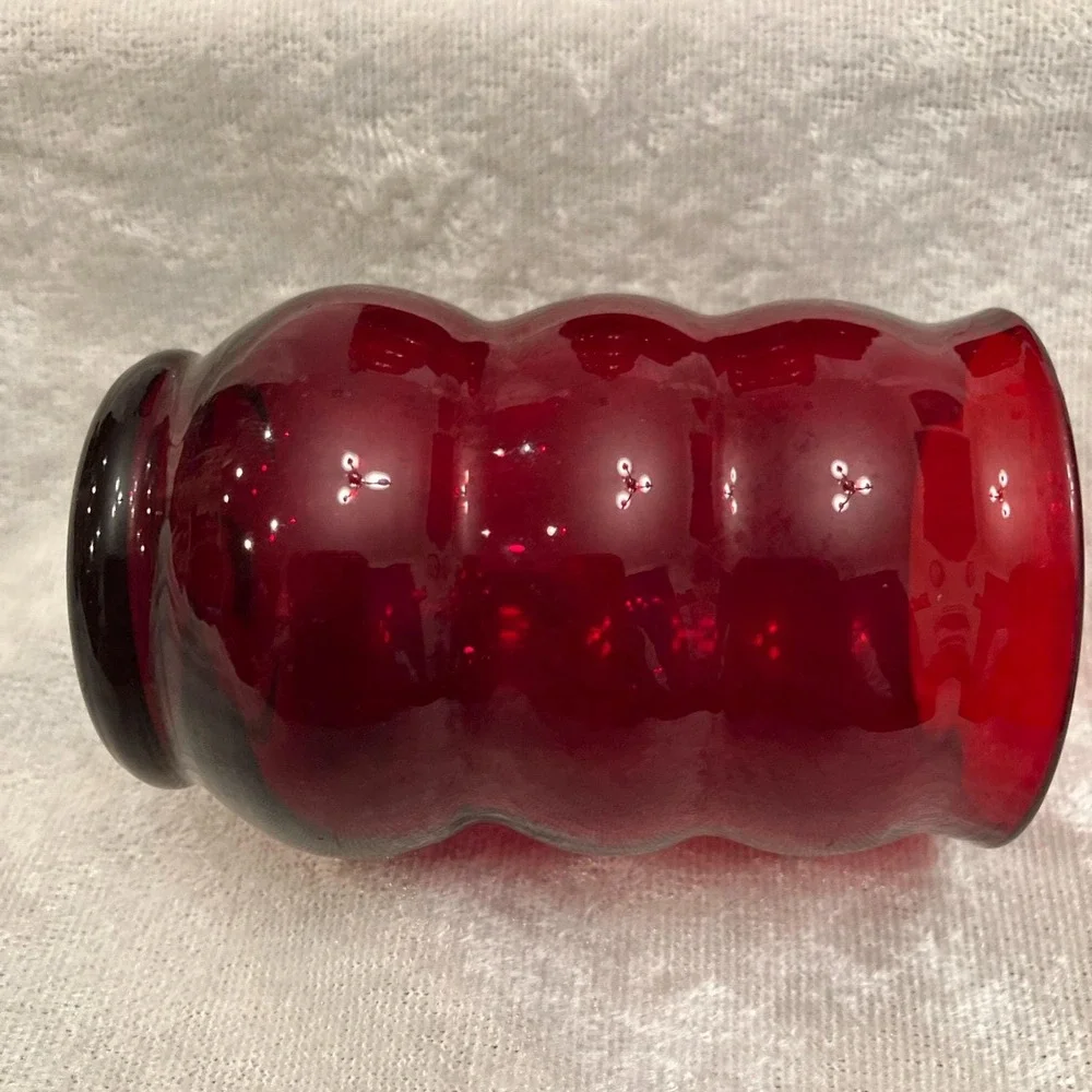 Anchor Hocking Royal Ruby Red Bubble Whirly Twirly 6oz Drinking Glasses (4) VTG